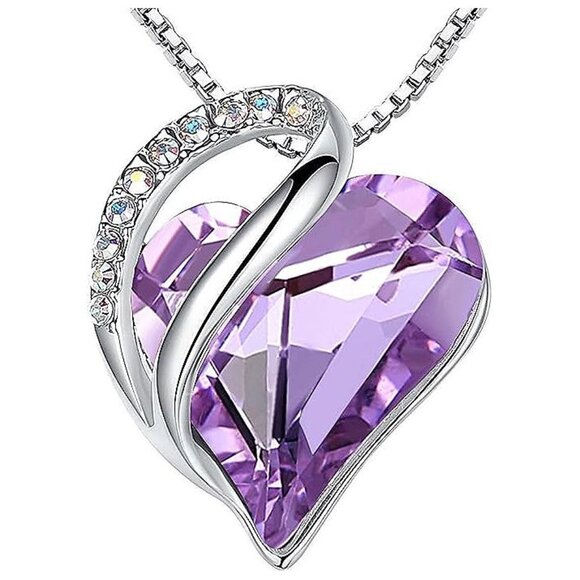 Necklaces for Women, Infinity Love Heart , June-Alexandrite Light Purple